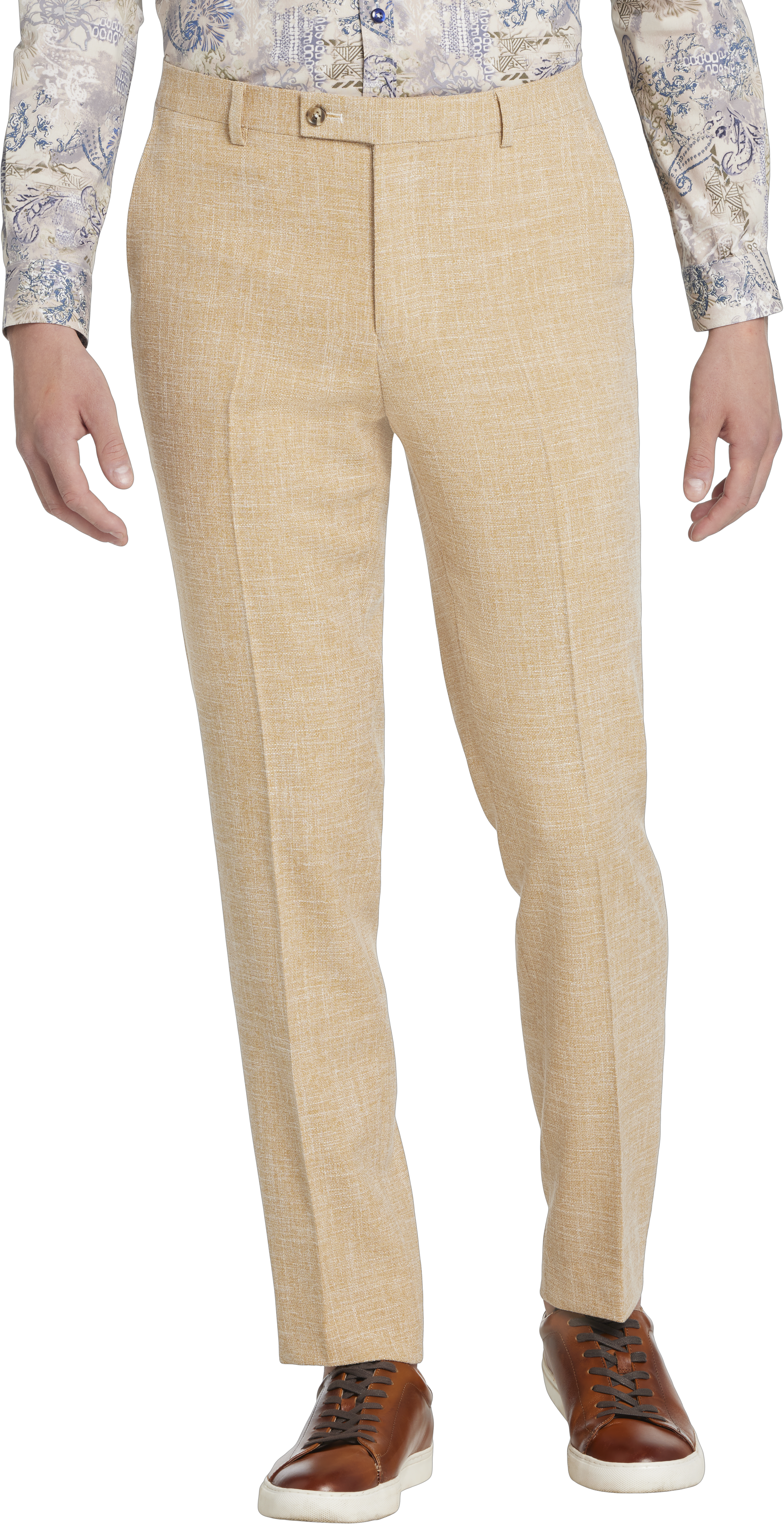 Athletic Fit Stretch Suit Pants - Heathered Grey