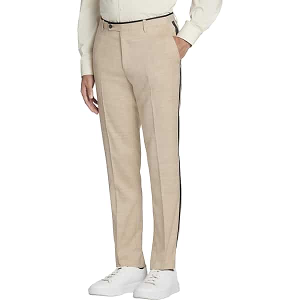 Paisley & Gray Men's Slim Fit Sharkskin Tuxedo Pants Camel Shark - Size: 33W x 32L TMW3Z0333T19