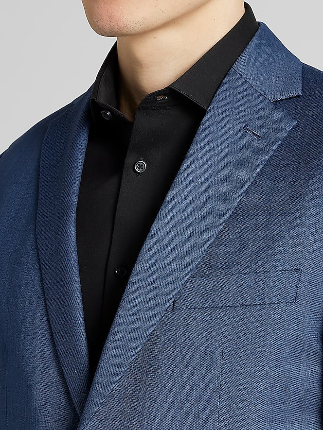 Pronto Uomo Platinum Modern Fit Premium Wool Blend Suit Jacket, Navy Sharkskin - Image 2 of 7
