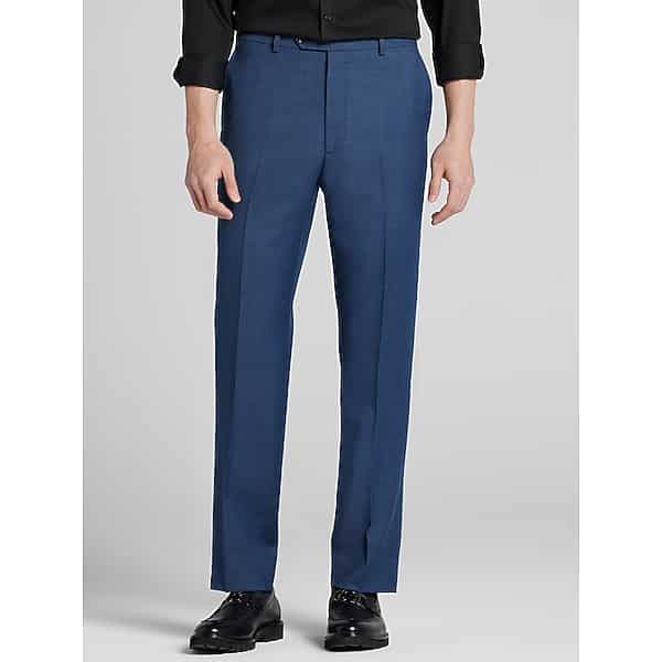 Pronto Uomo Platinum Men's Modern Fit Wool Blend Suit Pants Navy Sharkskin - Size: 44W x 30L - Only Available at Men's Wearhouse TMW3Z9344081