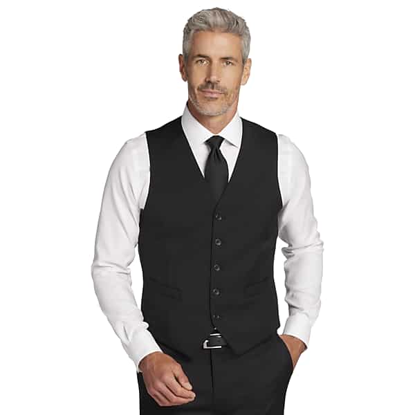 Pronto Uomo Platinum Big & Tall Men's Modern Fit Wool Blend Suit Vest Black - Size: XLT - Only Available at Men's Wearhouse TMW3Z95XLT02