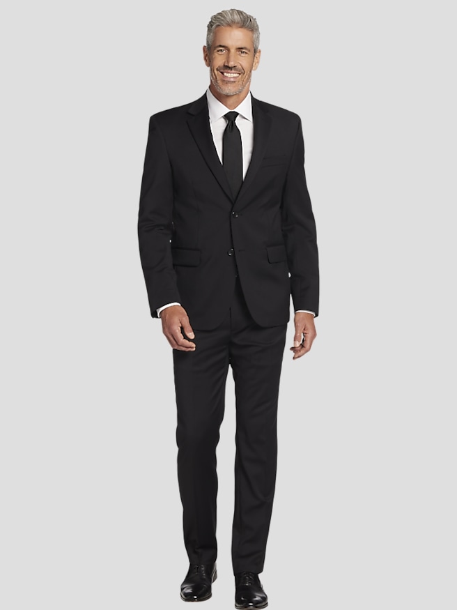 Pronto Uomo Platinum Big & Tall Men's Executive Fit Wool Blend Suit Jacket , Black
