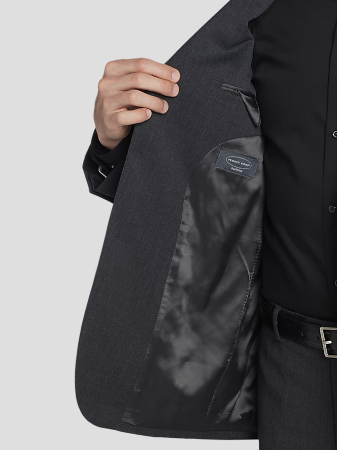 Pronto Uomo Platinum Executive Fit Premium Wool Blend Suit Jacket, Charcoal - Image 5 of 6