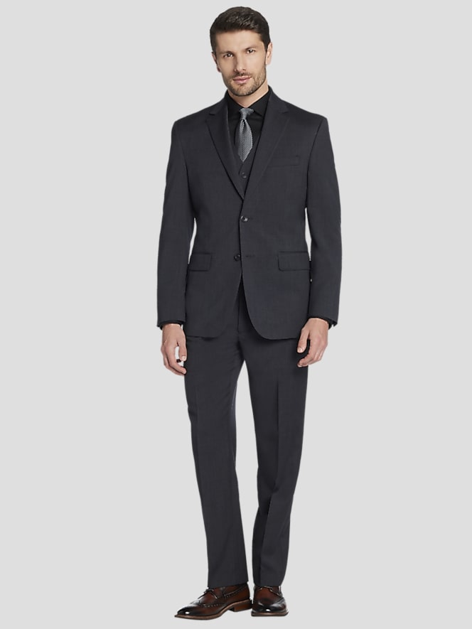 Pronto Uomo Platinum Executive Fit Premium Wool Blend Suit Jacket, Charcoal - Image 6 of 6