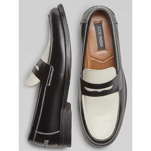 Steve Madden Men's Nettuno 2-Tone Penny Loafers Black/White - Size: 12 D-Width TMW400720414