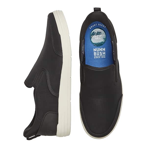 Nunn Bush Men's Kore City Walk EZ Moc Toe Slip On Shoes Black - Size: 10.5 D-Width