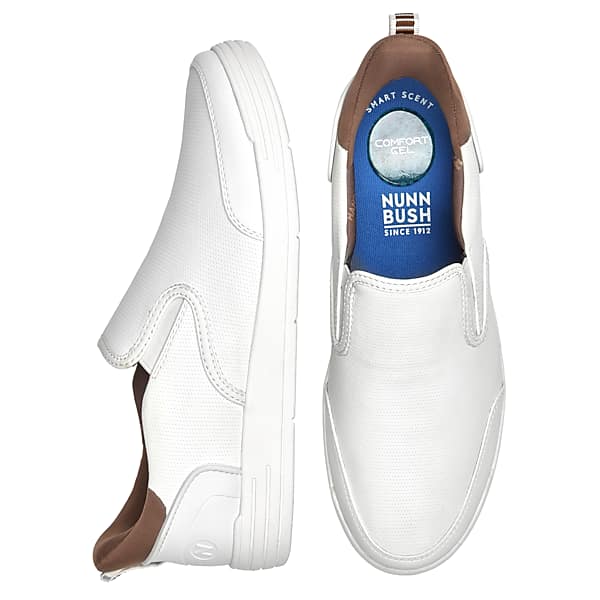 Nunn Bush Men's Kore City Walk EZ Moc Toe Slip-On Shoes White - Size: 7 D-Width TMW407370413