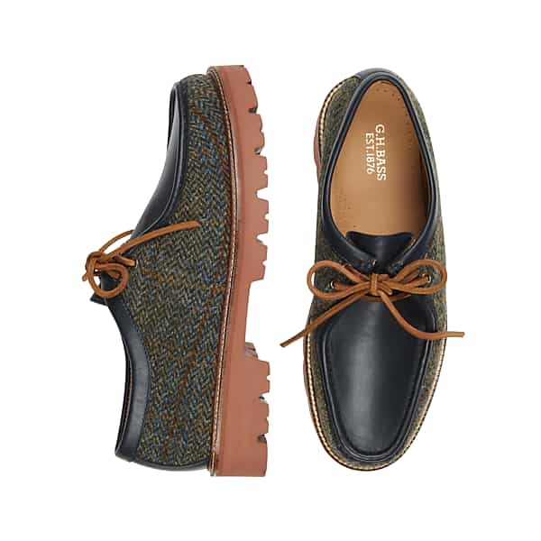 G.H.BASS Men's Wallace Harris Tweed Moc Toe Shoes Navy Multi - Size: 9.5 D-Width TMW40B495428