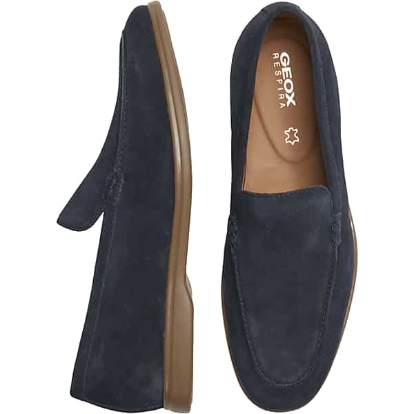 geox men's venzone moc toe suede loafers navy - size: 8.5 d-width