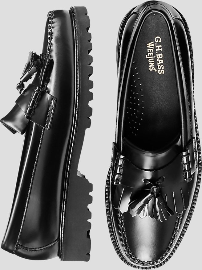 G.H.BASS Men's Layton Lug Weejuns® Moc Toe Loafers , Black