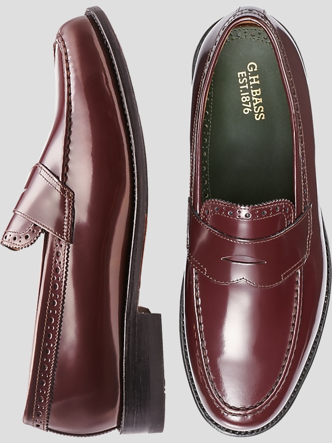 G.H.BASS Men's Monogram Loafers , Burgundy