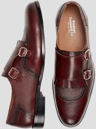 Mens burgundy slip on dress shoes top