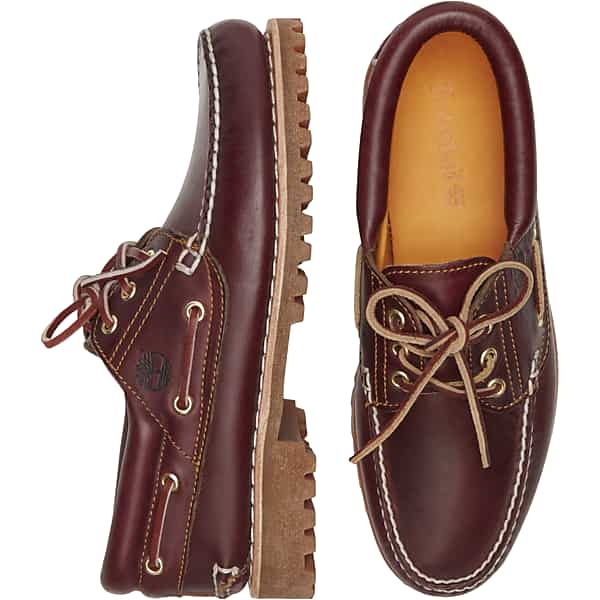 Timberland Men's Authentics 3-Eye Lug Boat Shoes Burgundy - Size: 9.5 D-Width TMW40TB95406