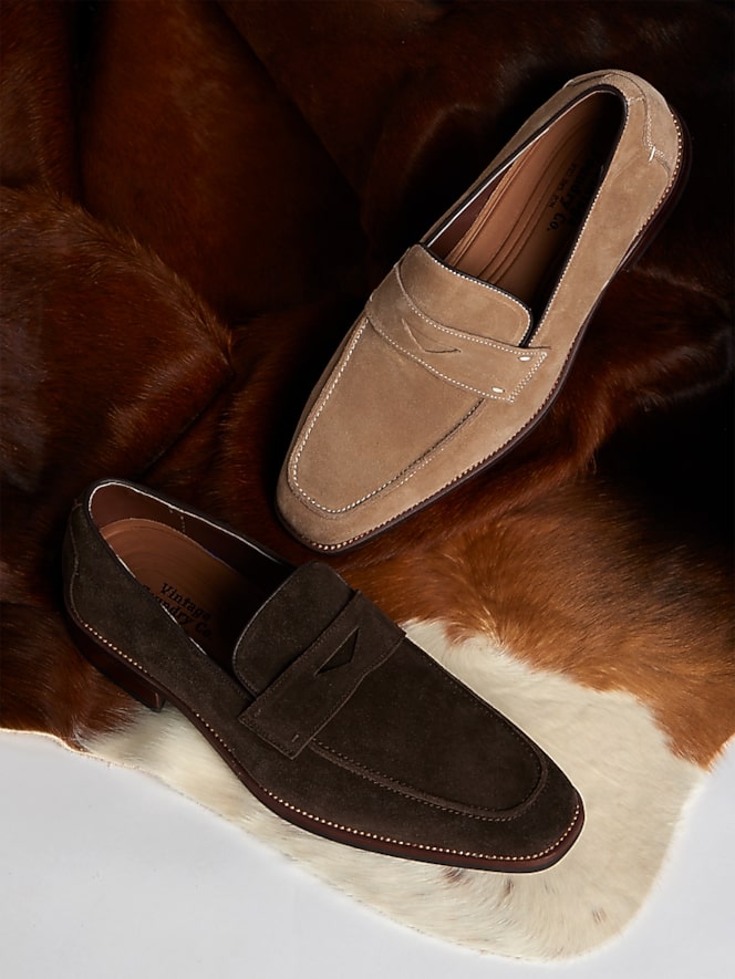 Vintage Foundry Davis Suede Moc Toe Penny Loafers