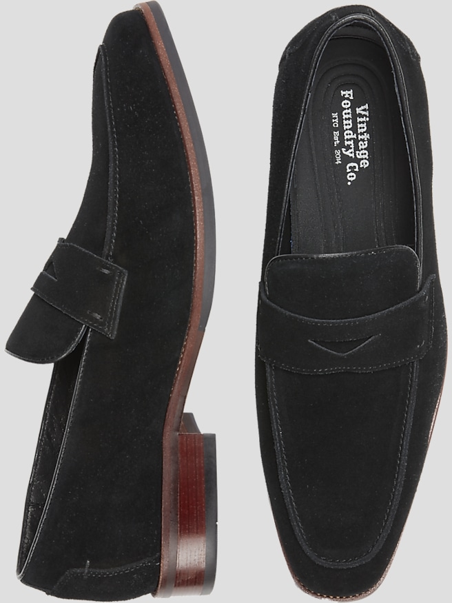 Mens black suede dress loafers shop