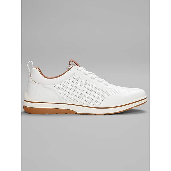 Freeman Men's Leeland Leather Perforated Lace-Up Sneakers White - Size: 9.5 WIDE TMW410595W13