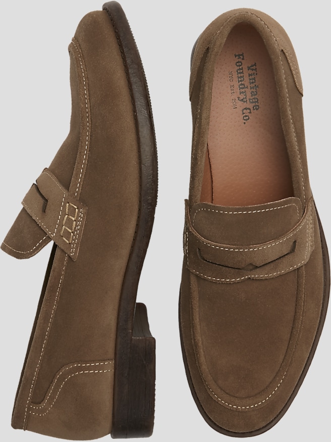 Vintage Foundry Men's Harry Suede Penny Loafers , Taupe / Brown