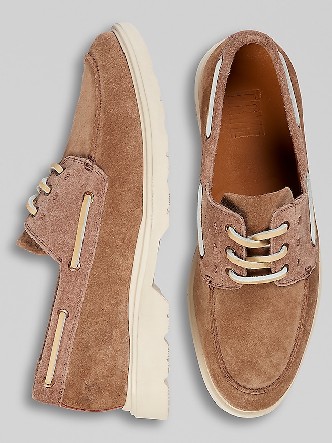 Frye Men's Connor Leather Lace-Up Boat Shoes , Brown