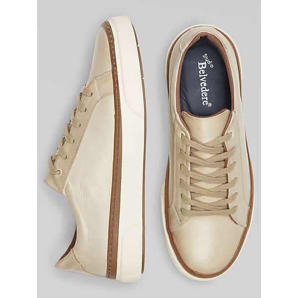 Belvedere Men's Charli Leather Lace-Up Sneakers Taupe - Size: 7 D-Width TMW415270407