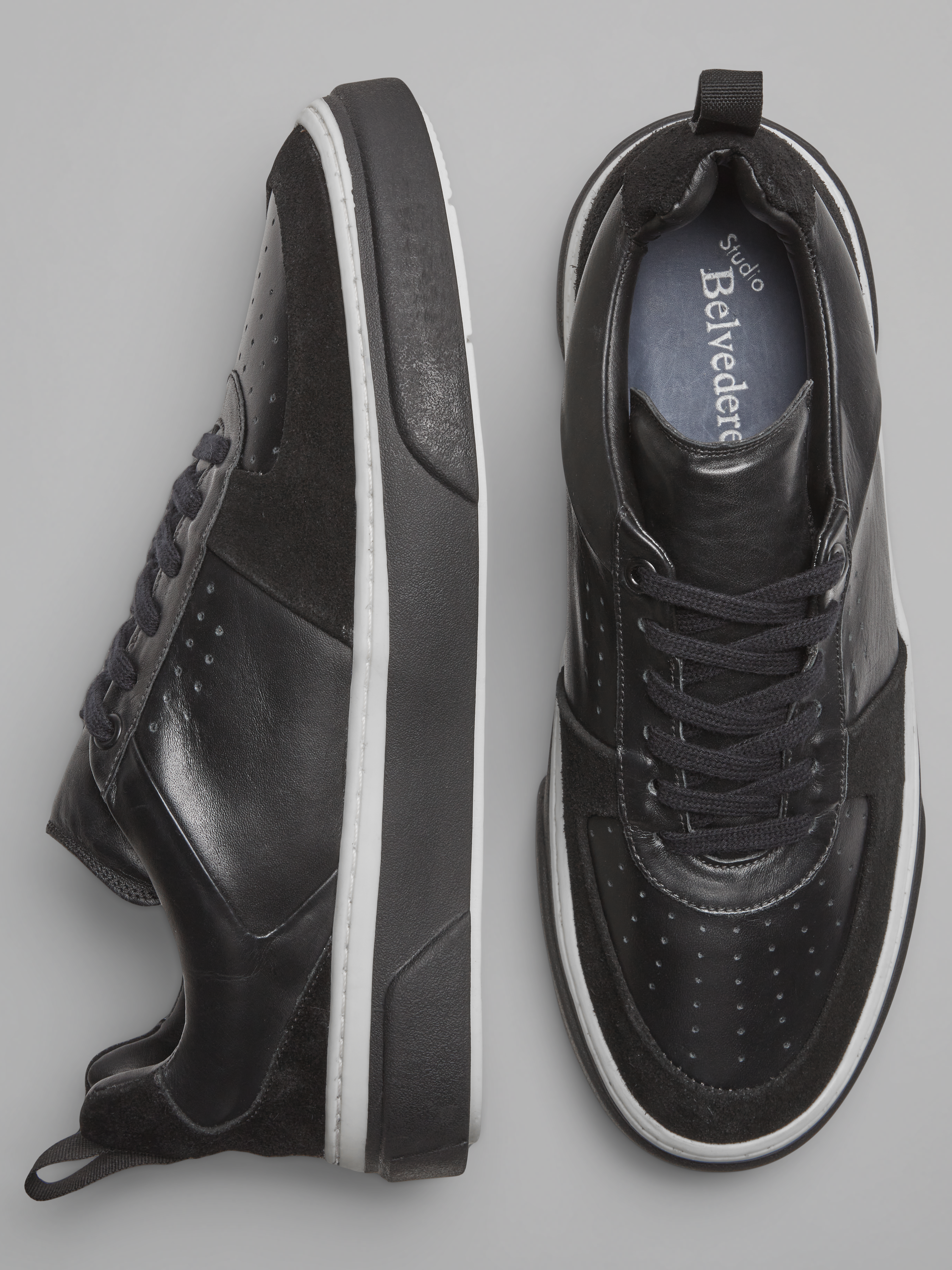 Calico Leather Lace-Up Sneakers