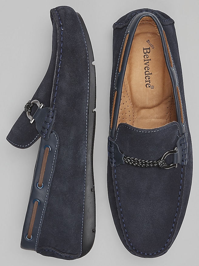 Belvedere Men's Louie Suede Bit Driver , Navy / Blue