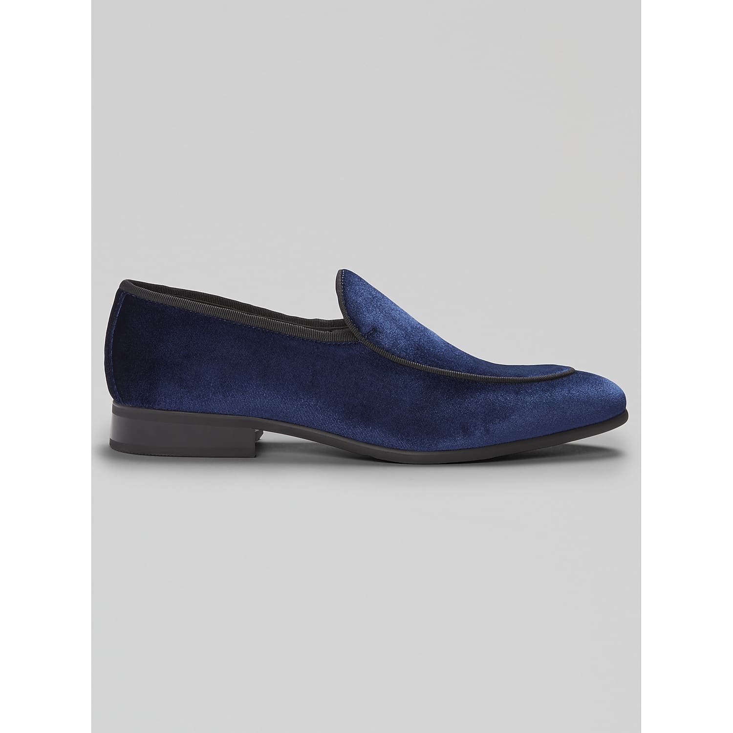 Moretti Verona Velvet Smoking Loafers for Men in Navy Blue – Almond Toe Slip-On Dress Shoes, Size 9.5 D Width