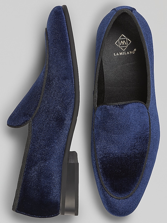 Moretti Men's Verona Velvet Smoking Loafers , Navy / Blue