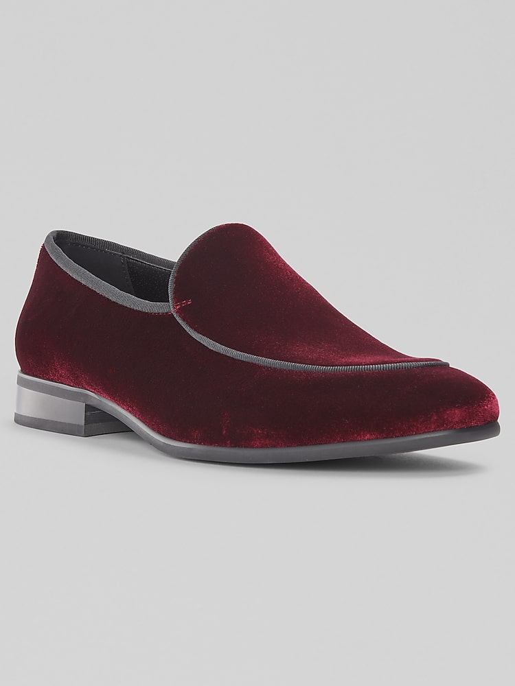 Moretti Verona Velvet Smoking Loafers for Men in Burgundy Dark Red  Almond Toe Dress Shoes, Size 9 D Width