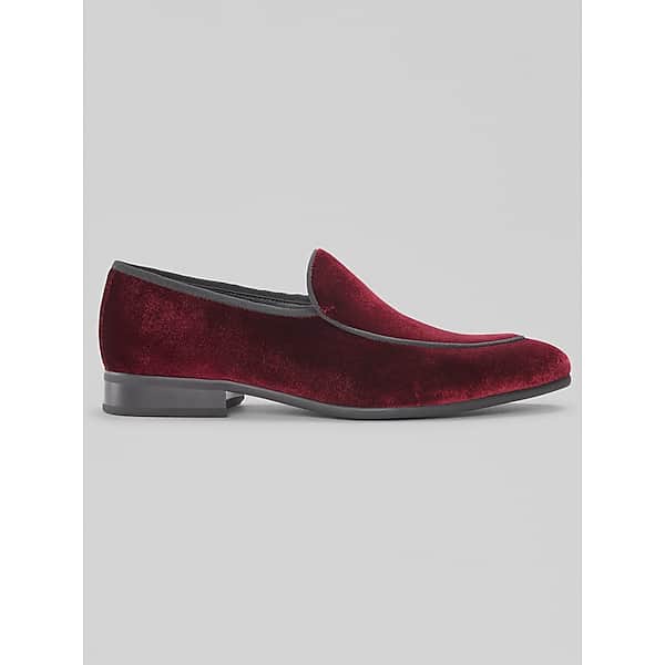 Moretti Men's Verona Velvet Smoking Loafers Burgundy - Size: 8.5 D-Width TMW415685406