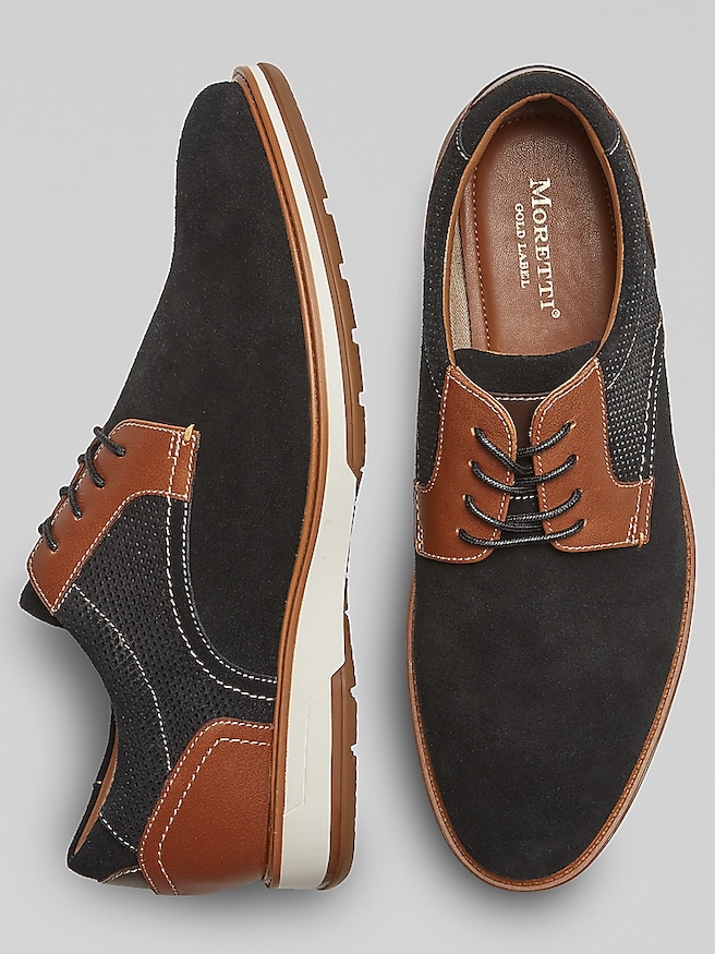 Moretti Men's Republic Plain Toe Leather Oxfords , Black