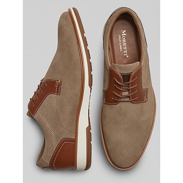 Moretti Men's Republic Plain Toe Leather Oxfords Taupe - Size: 7 D-Width TMW416070407