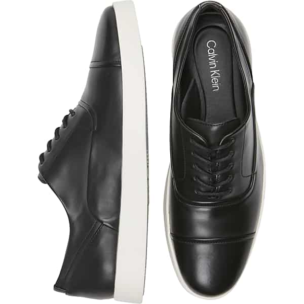 Calvin Klein Men's Elijah Cap Toe Lace Up Dress Sneakers Black - Size: 8 D-Width