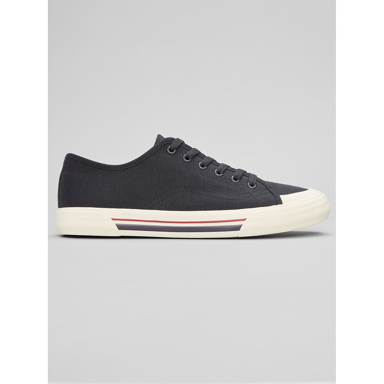 Ben Sherman Belfast Men’s Low-Top Sneakers in Navy Blue Linen Blend – Casual Lace-Up Shoes, Size 12 D Width