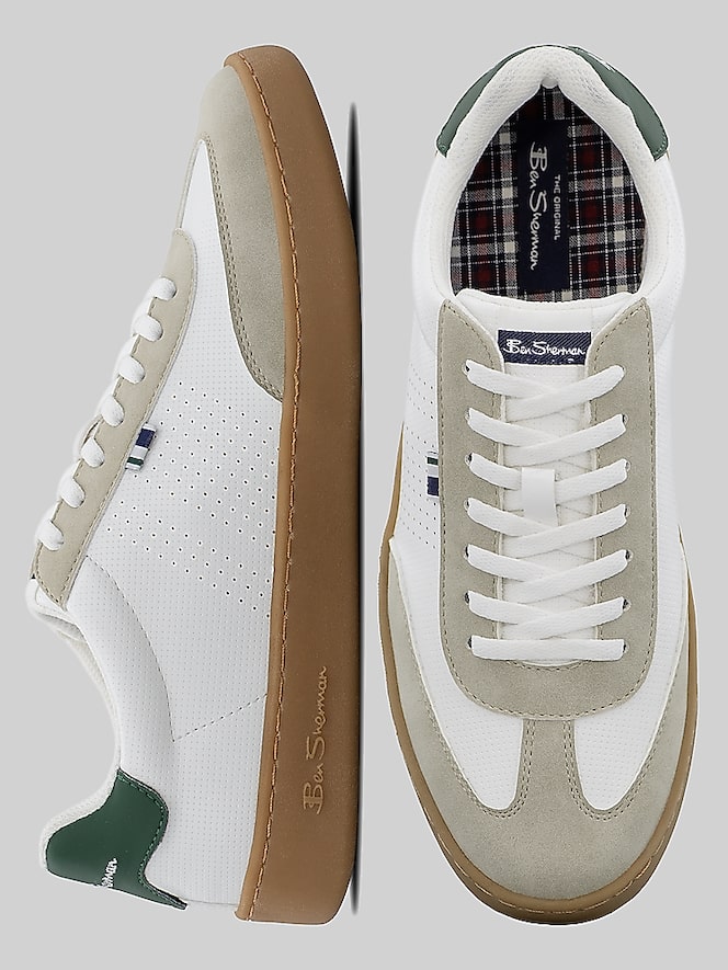 Ben Sherman Glasgow Sneakers, White/Green/Gu - Image 4 of 7