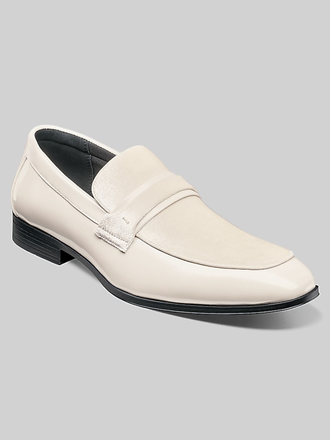 Stacy Adams Spratley Moc Toe Saddle Slip On Loafers, Ivory - Image 2 of 7