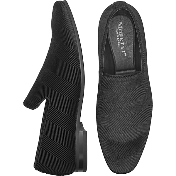Moretti Men's Silas Velvet Chevron Smoking Shoes Black - Size: 9.5 D-Width TMW41BV95402
