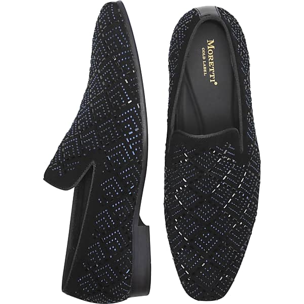 Moretti Men's Shepard Velvet Beaded Smoking Shoes Navy - Size: 8.5 D-Width TMW41BW85401
