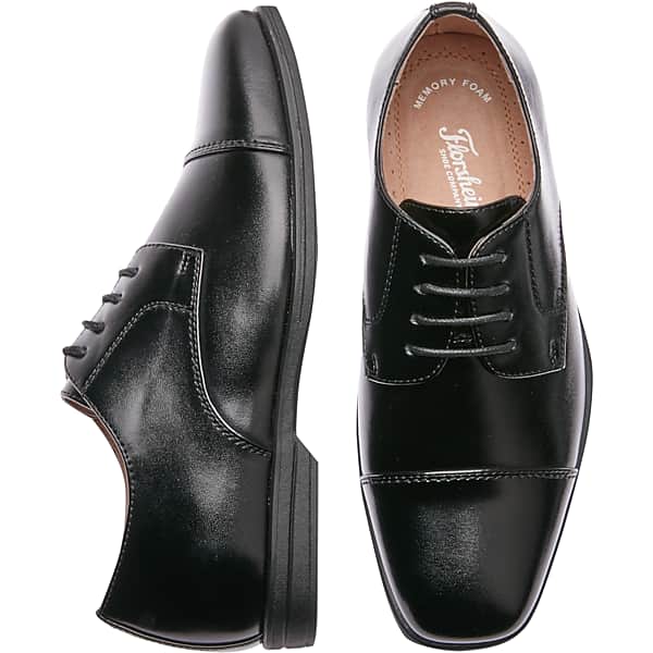 Florsheim Rolan Leather Boys Cap Toe Dress Shoes Black - Size: Boys 4 TMW41HX04102