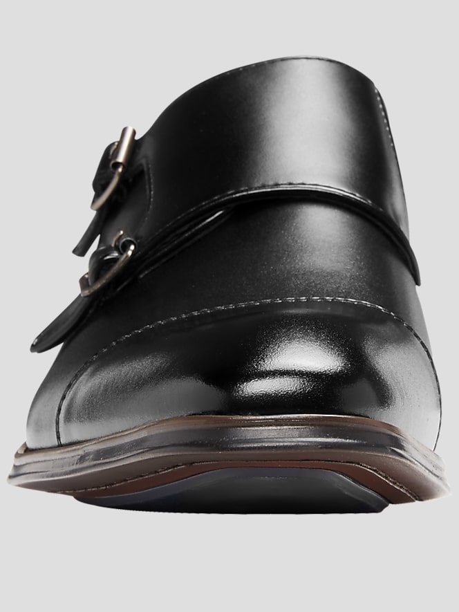 Stacy Adams Bayne Leather Cap Toe Double Monk Strap Dress Shoes