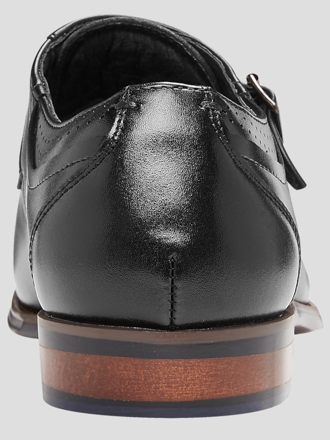 Stacy Adams Bayne Leather Cap Toe Double Monk Strap Dress Shoes
