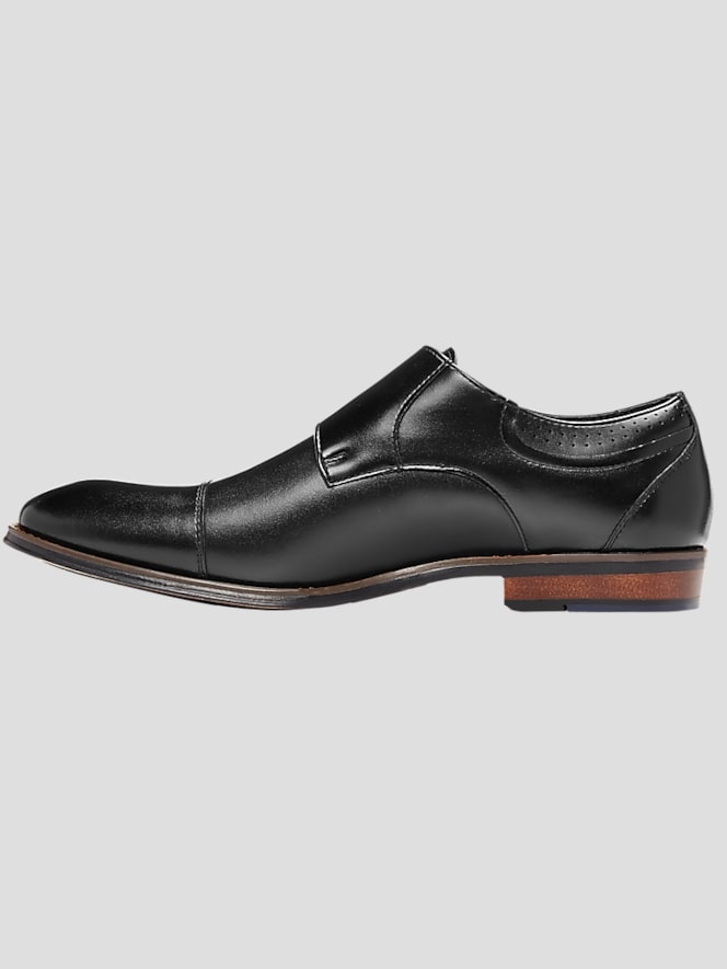 Stacy Adams Bayne Leather Cap Toe Double Monk Strap Dress Shoes