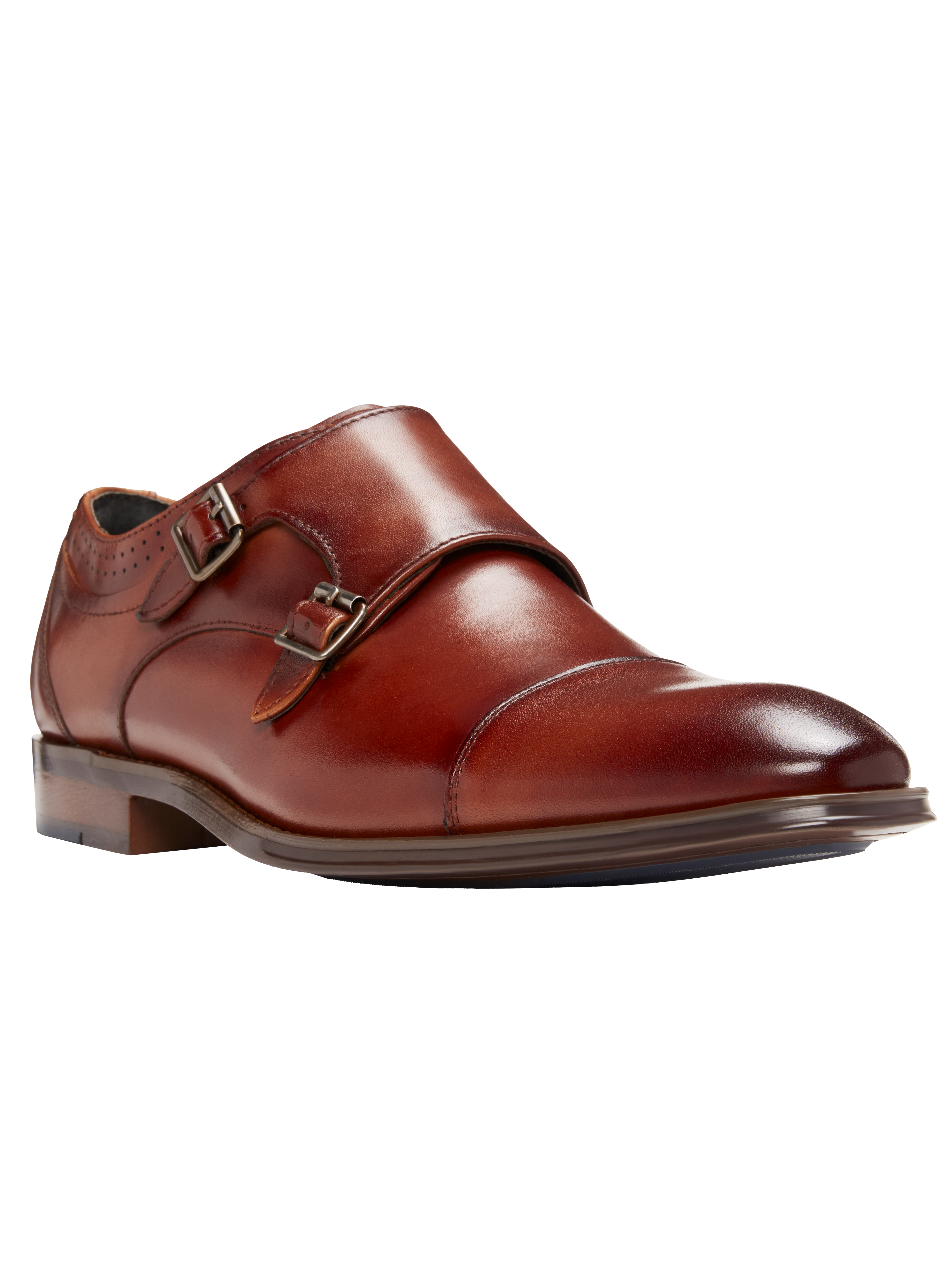 Bayne Leather Cap Toe Double Monk Strap Dress Shoes