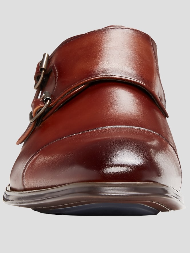 Stacy Adams Bayne Leather Cap Toe Double Monk Strap Dress Shoes