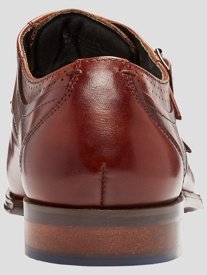 Stacy Adams Bayne Leather Cap Toe Double Monk Strap Dress Shoes