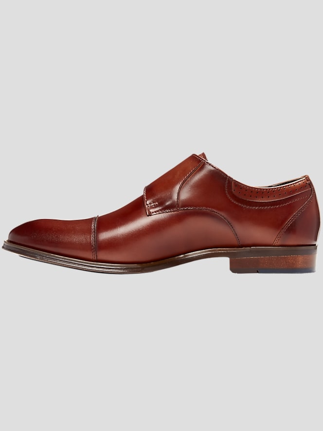 Stacy Adams Bayne Leather Cap Toe Double Monk Strap Dress Shoes