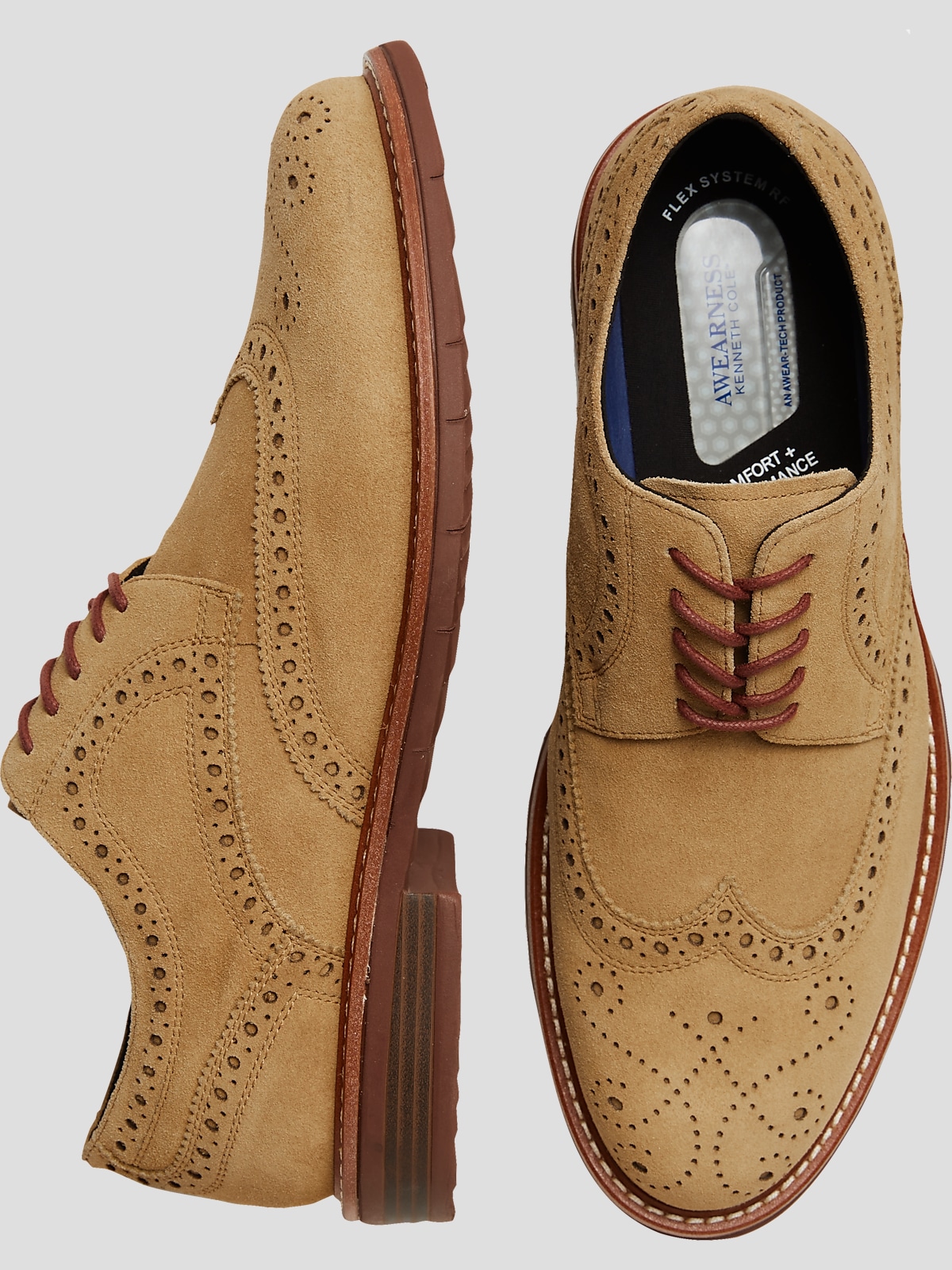 Awearness Kenneth Cole Kite Flex Wingtip Lace Up Casual Shoes Men s Wearhouse