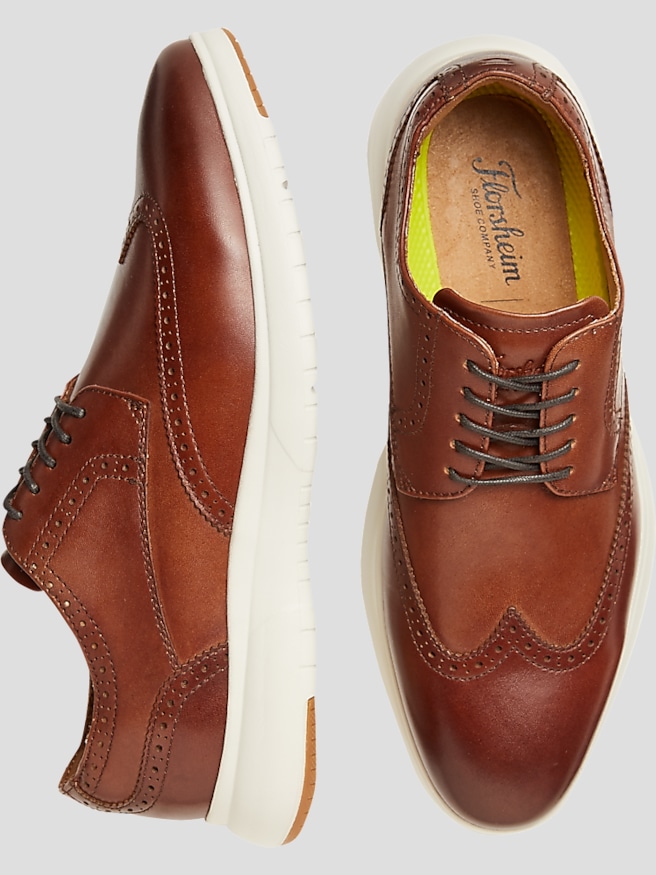 Florsheim Men's Dash Leather Wingtip Oxford Dress Sneakers , Cognac / Tan