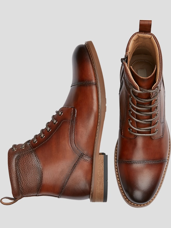 Joseph Abboud Cap Toe Inside Zipper Ankle Boots