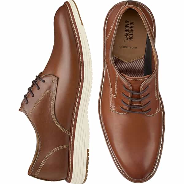 Johnston & Murphy Men's Johnston & Amp; Murphy Upton Leather Plain Toe Lace-Up Oxford Tan - Size: 10.5 D-Width TMW424V05405