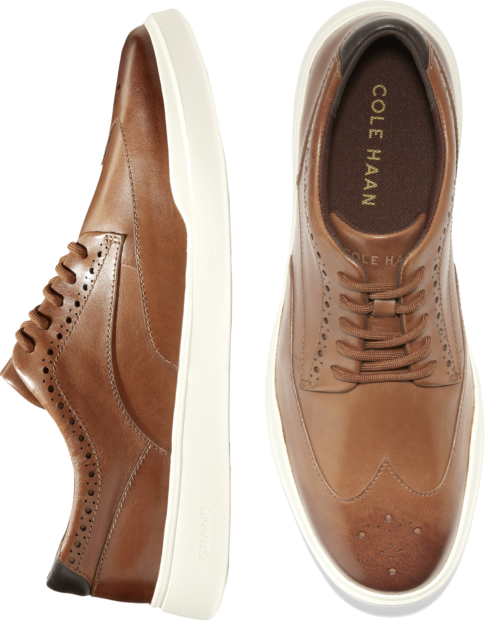 Cole Haan Men's Grand Cross Court Wingtip Sneakers, Cognac, 9.5 D Width